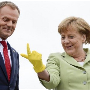 Angela Merkel ed il primo ministro polacco Donald Tusk lo scorso maggio