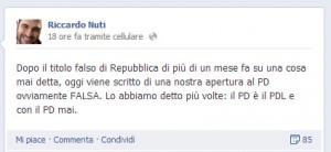 La smentita di Nuti su Facebook