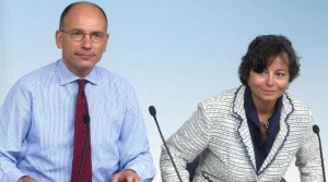 Enrico Letta e il ministro dell'Istruzione, Maria Chiara Carrozza
