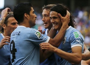 La coppia d'attacco dell'Uruguay è composta da Suarez e da Cavani 