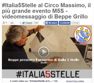 grillo m5s circo massimo per italia a 5 stelle