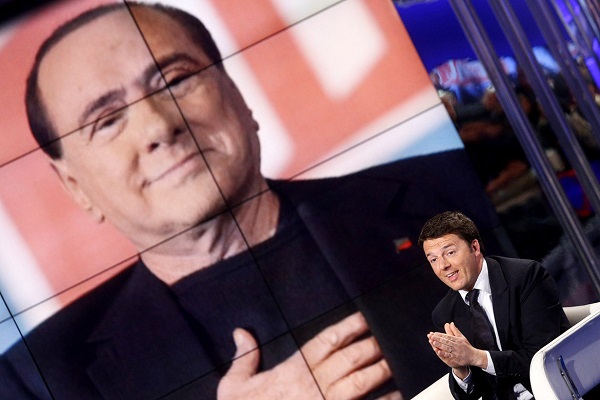 renzi supera berlusconi come presenza in tv e spazio tg