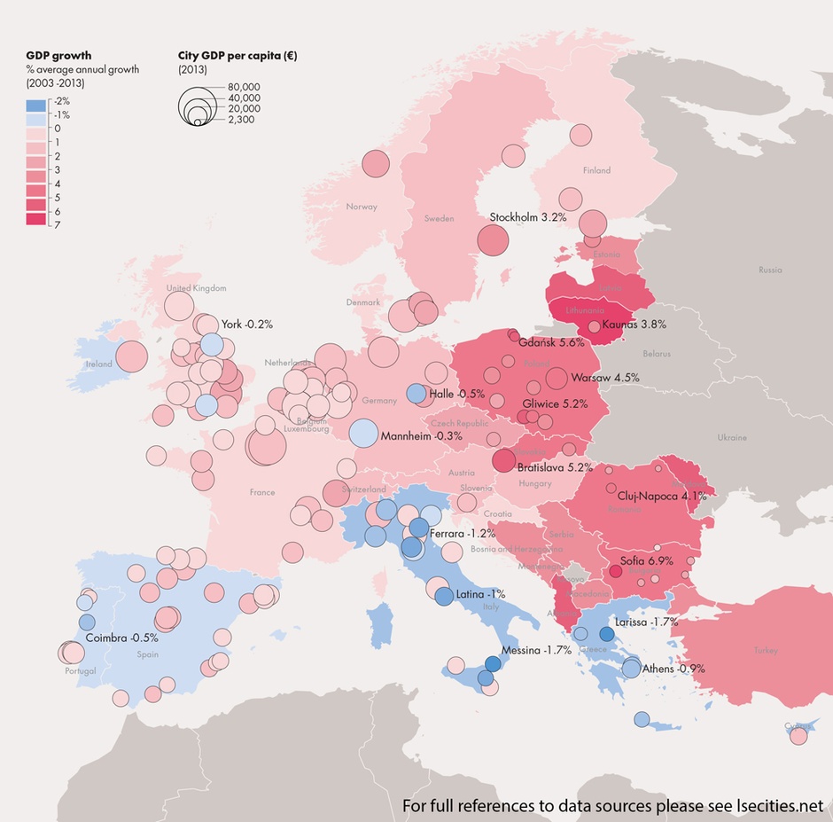 crescita Est Europa mappa