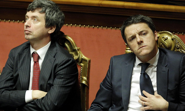 ministro orlando e renzi affianco