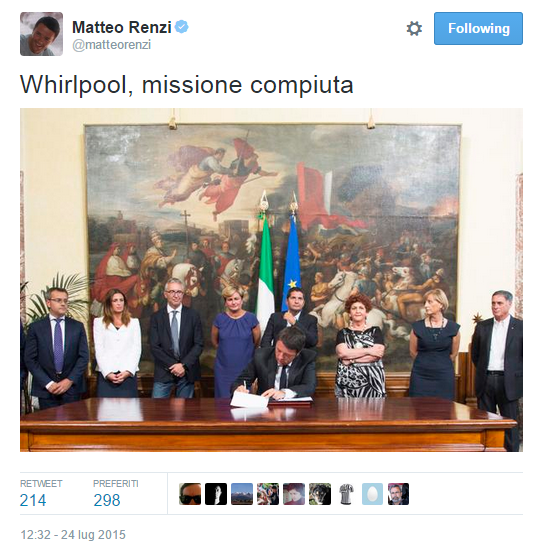 Maurizio Landini, tweet di Renzi sugli accordi Indesit Whirpool