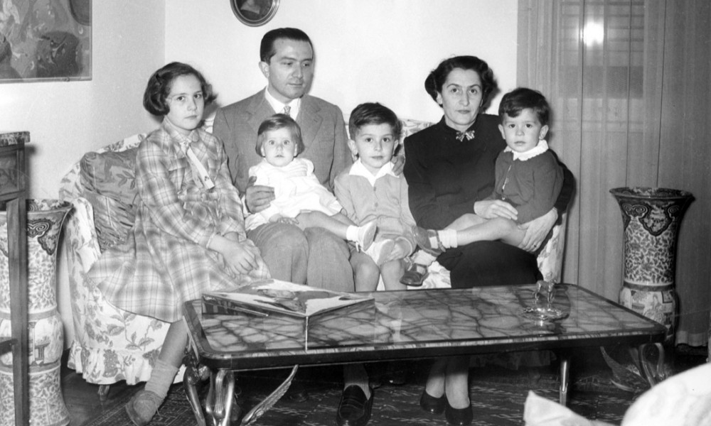 giulio andreotti e livia danese, con la propria famiglia