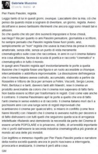 Gabriele Muccino critica le qualità di regista di Pasolini con un post su Facebook