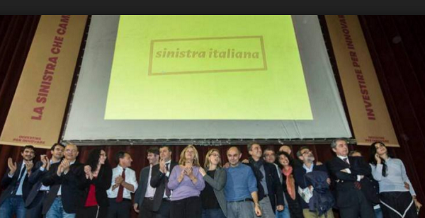 sinistra italiana, sinistra, pd, foto di gruppo dell'assemblea di sinistra italiana al teatro quirino di roma