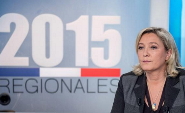 Risultati elezioni Francia, Front National, Marine Le Pen, la leader del front national durante un dibattito sulle elezioni regionali francesi