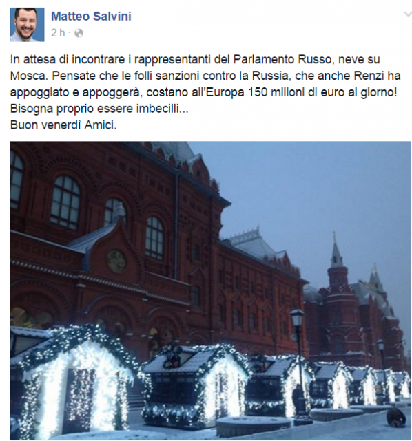 Salvini in Russia, immagine del Cremlino