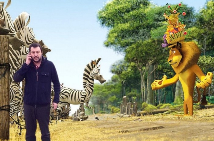 Salvini e i personaggi di Madagascar