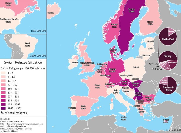 emergenza profughi, mappa dell'Europa