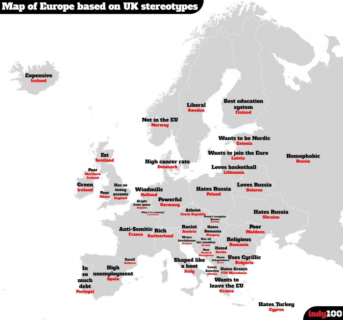 brexit mappa stereotipi UK su Europa