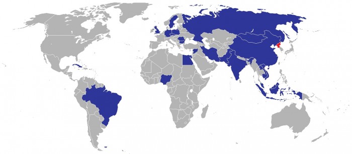 Mappa Ambasciate in Corea del Nord