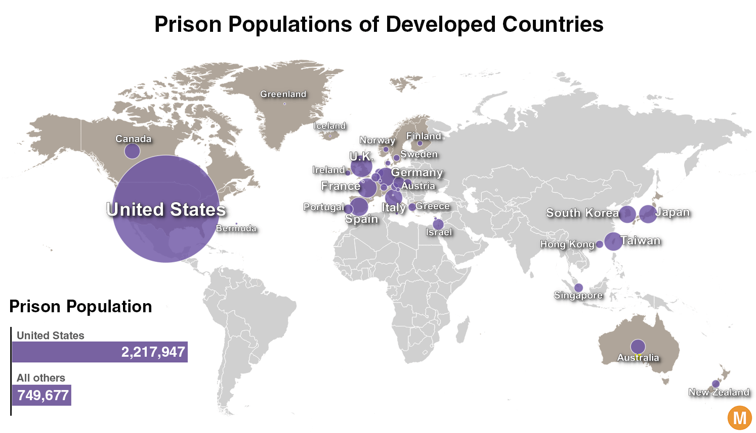 carcere, statistiche persone in carcere, paesi con più persone in carcere