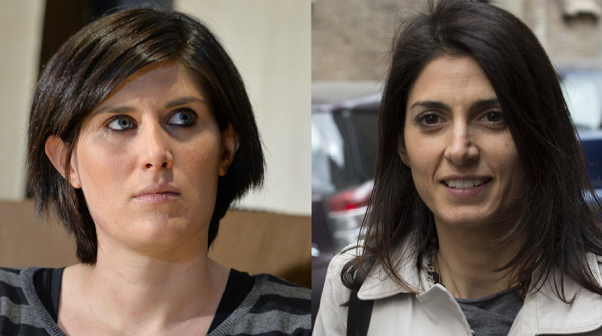 fotomontaggio con a sinistra Chiara Appendino e a destra Virginia Raggi, diretta risultati elezioni comunali