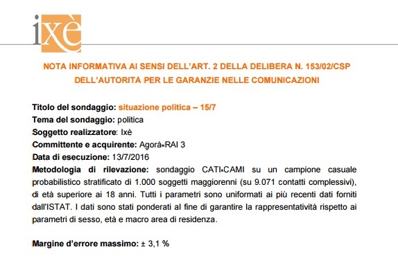 sondaggi pd ixe nota informativa 18-7