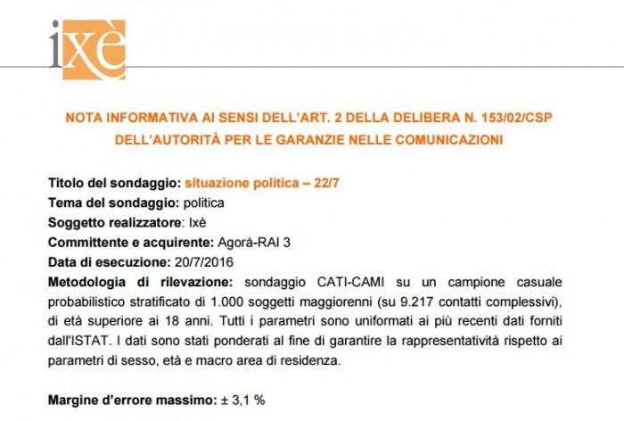 sondaggi centrodestra nota informativa ixe