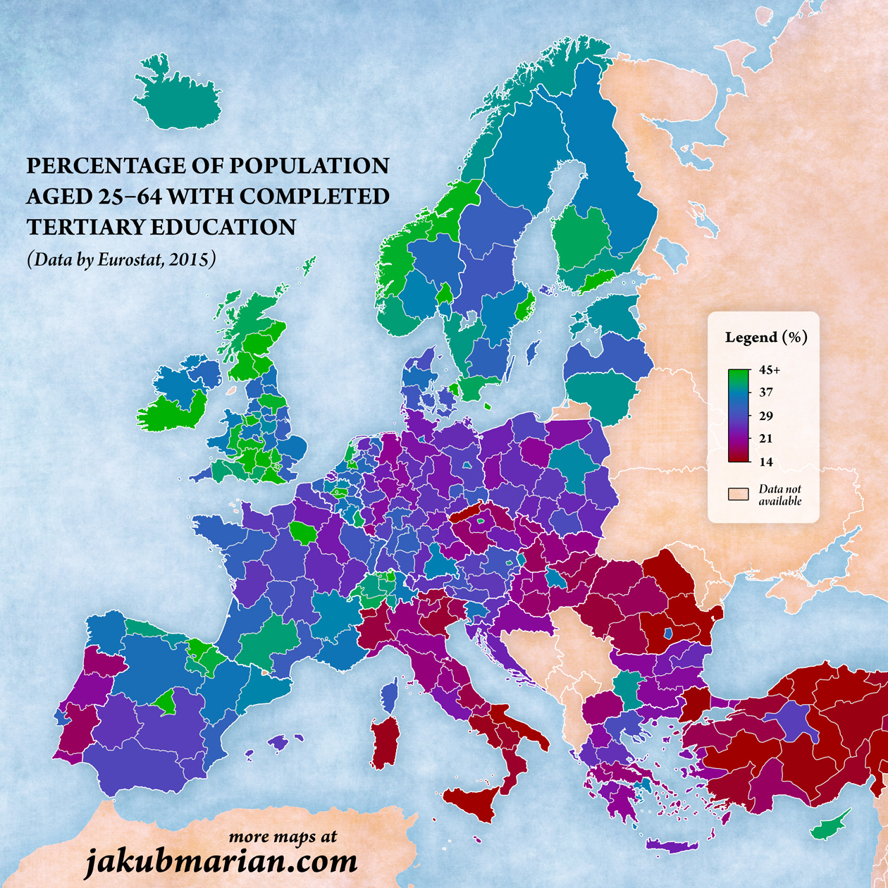 quanti sono i laureati, mappa dell'Europa