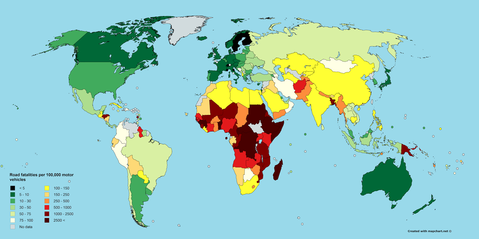 incidenti stradali, mappa mondiale