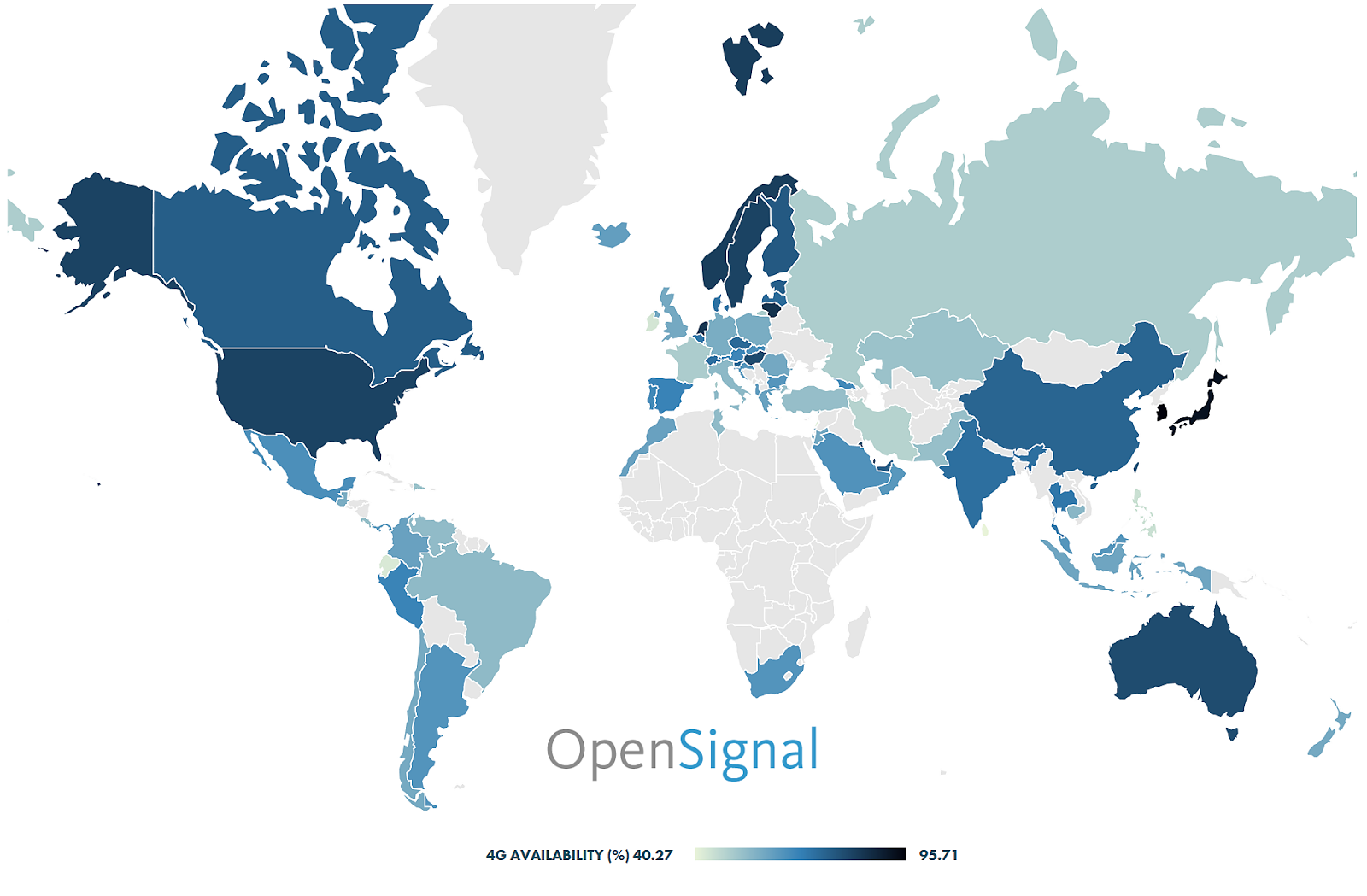 connessione 4g, mappa colorata del mondo