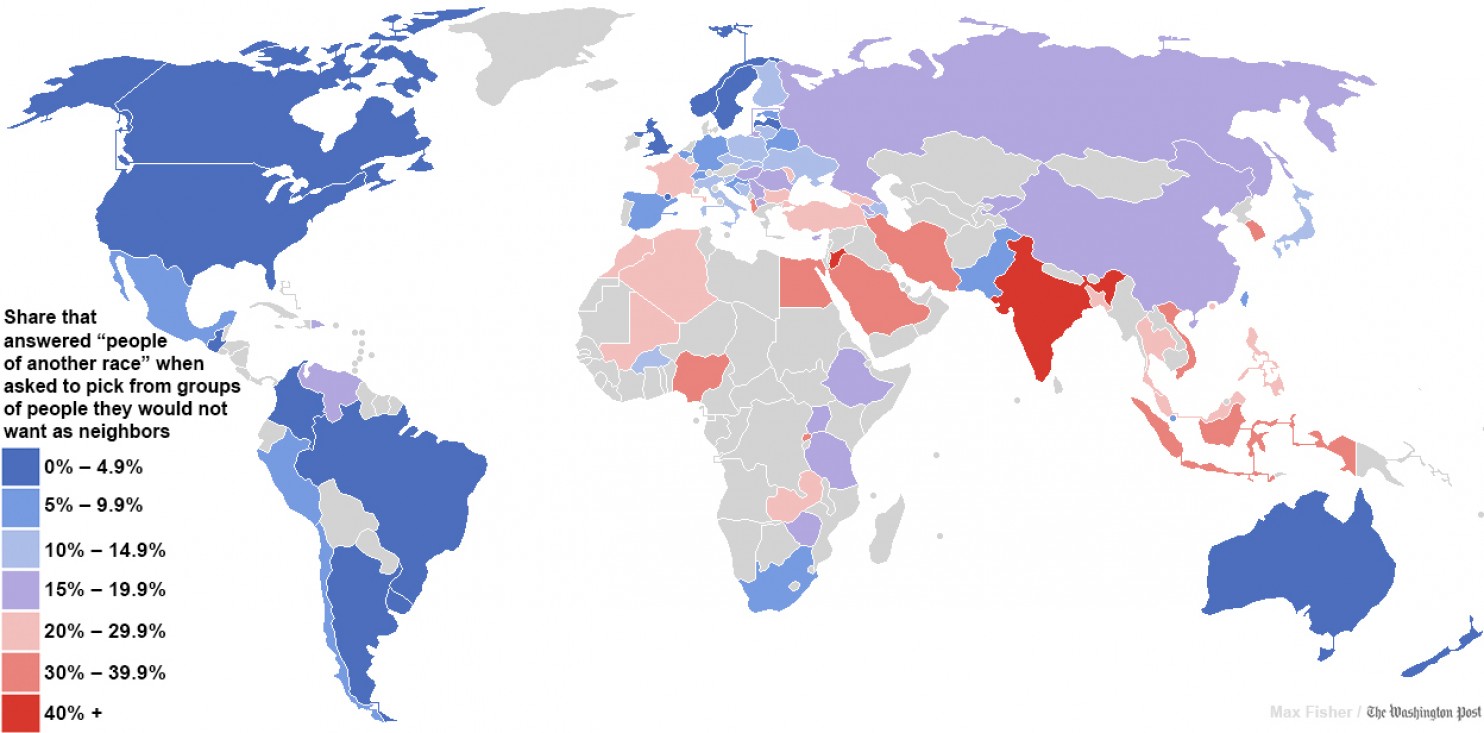 paesi piu razzisti, mappa dei Paesi del mondo
