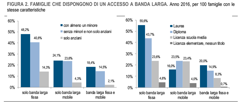 e-commerce, istogrammi con percentuali in grigio e blu