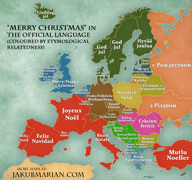 Buon Natale Varie Lingue.Mappe Come Dicono Buon Natale Nel Resto D Europa