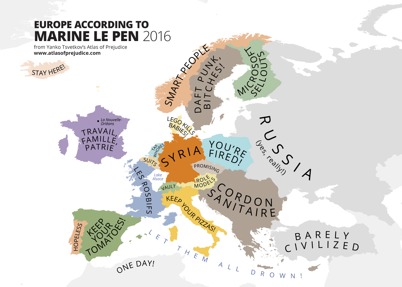 elezioni francia, mappa d'Europa con scritte