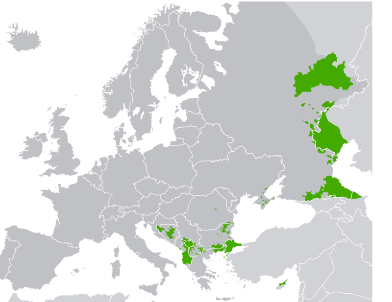 musulmani in europa, mappa europea con aree verdi