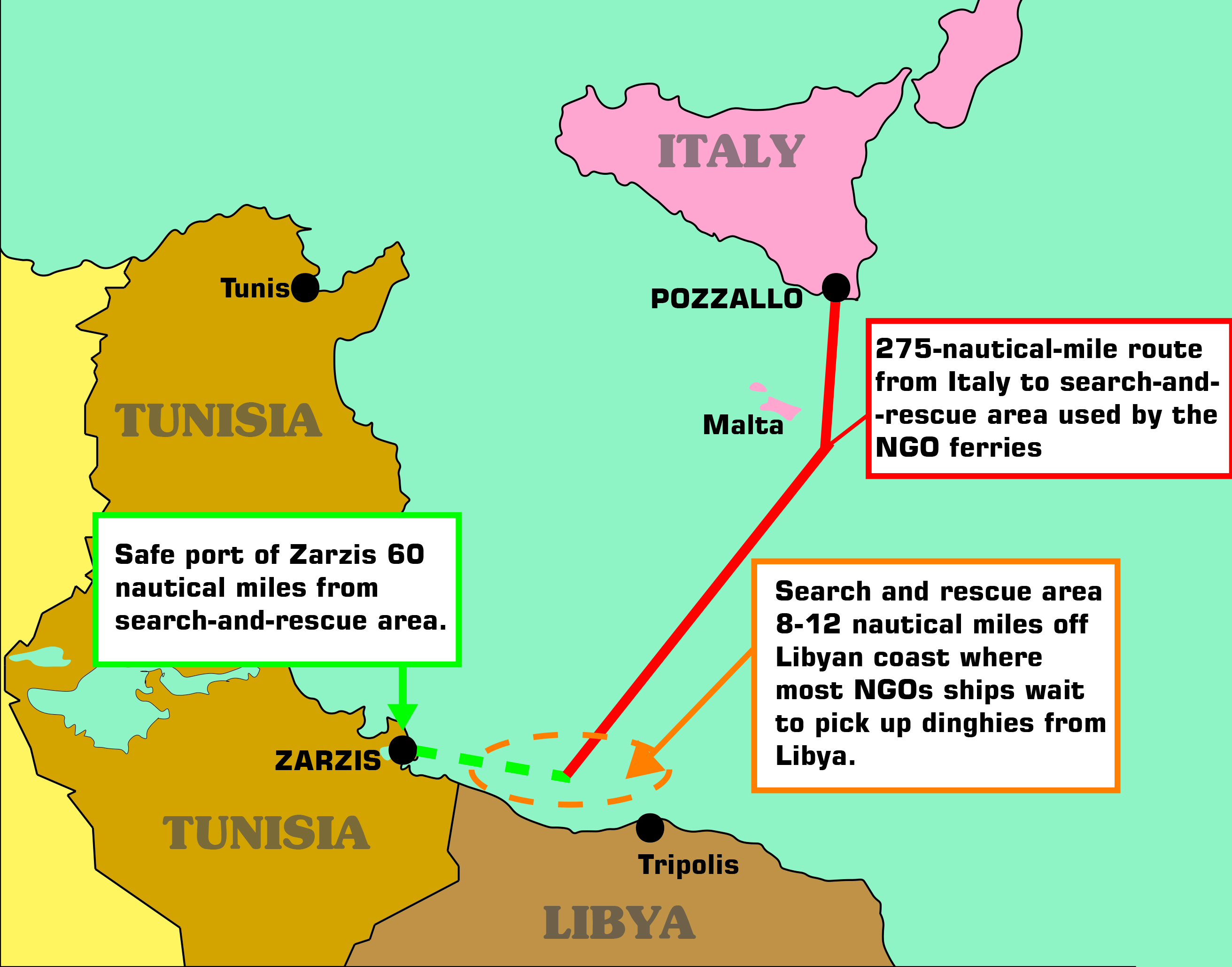 emergenza immigrazione, mappe Canale di Sicilia