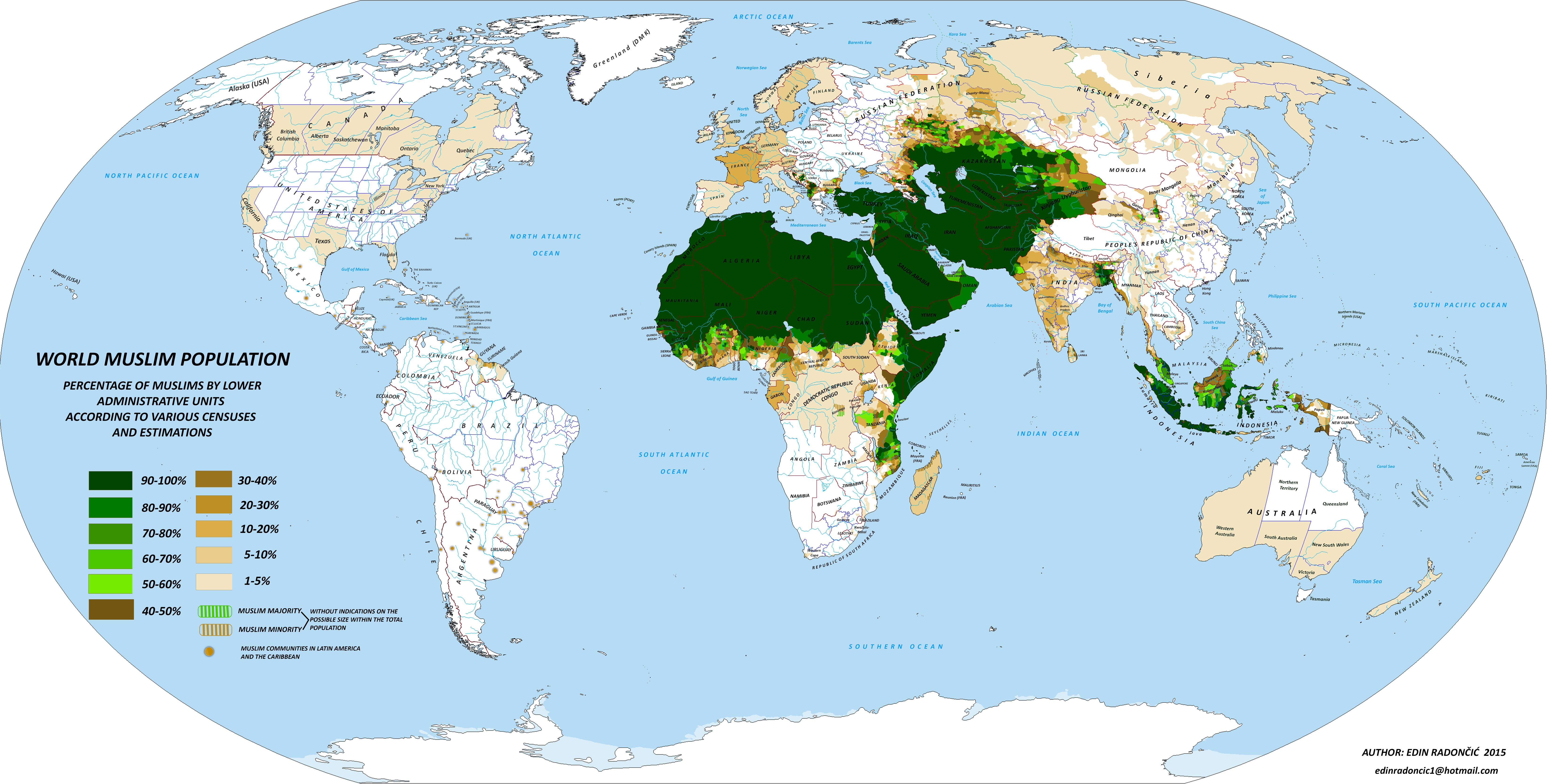 Islam nel mondo, mappa del mondo