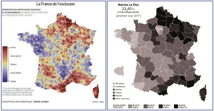 carta esclusione sociale francia voti marine le pen 2017 presidenzial