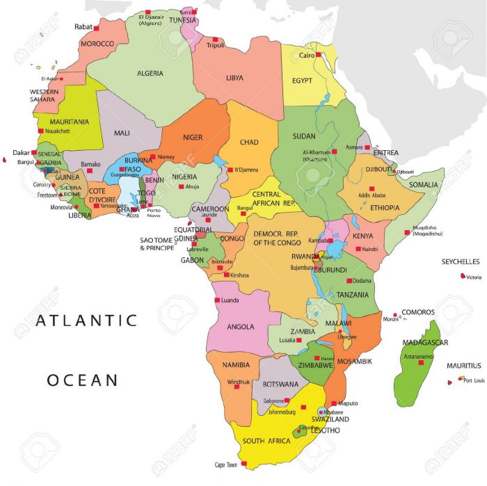 mappa politica africa, popolazione africa