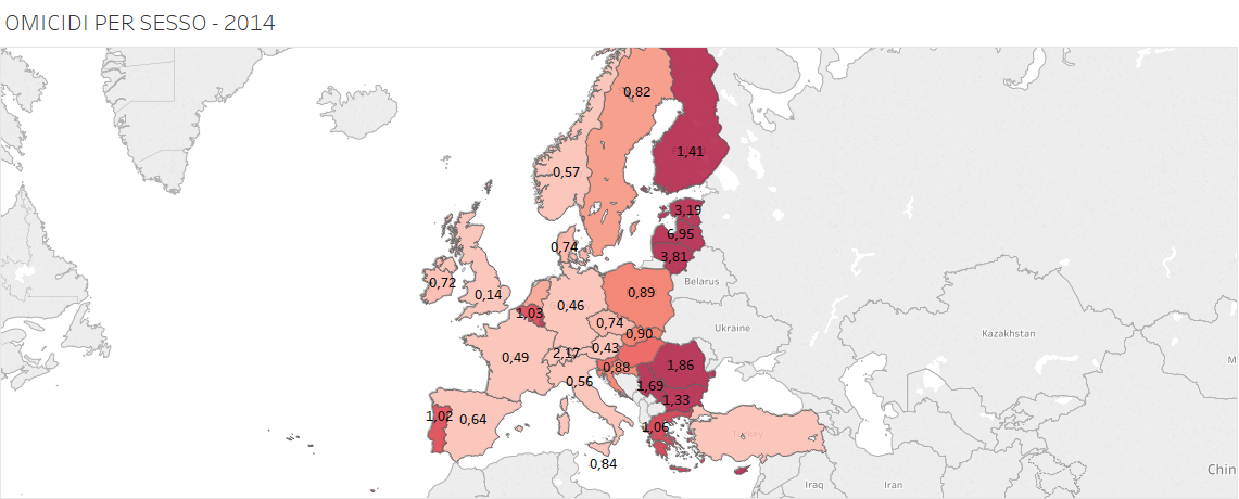OMICIDI in Europa, mappa Europa