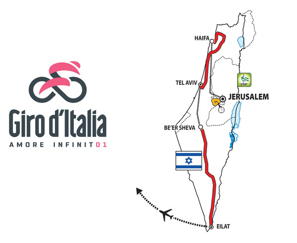 Risultati immagini per mappa giro italia israele