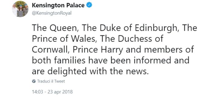 Kate Middleton terzo Royal Baby nato, tweet