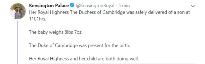 Kate Middleton terzo Royal baby maschio