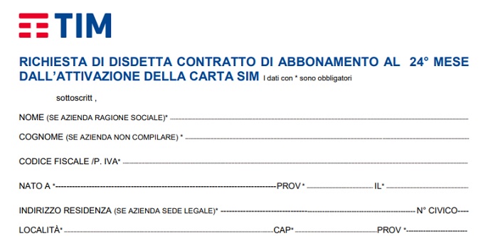 modulo disdetta tim