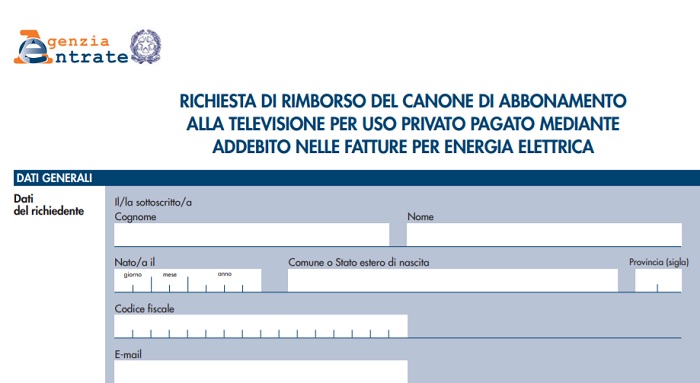 modulo esenzione canone rai