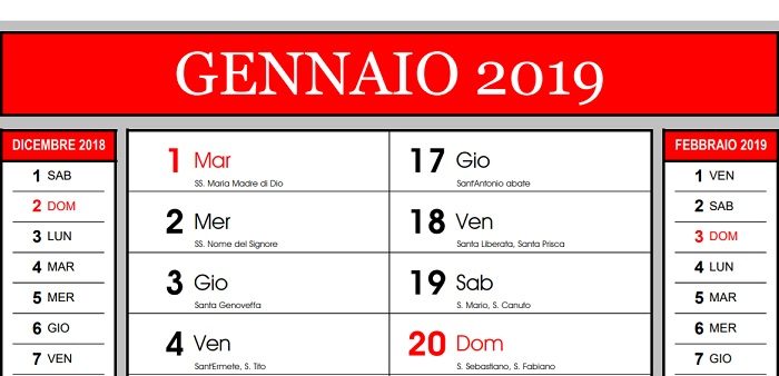 calendario scaricabile gratis
