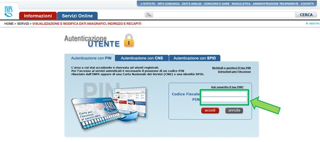 cedolino pensione dal sito inps