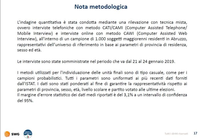 sondaggi elettorali swg, abruzzo nota metodologica