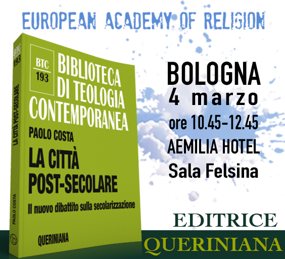 locandina della presentazione del libro la città post secolare di Paolo Costa sul dibattito contemporaneo sulla secolarizzazione