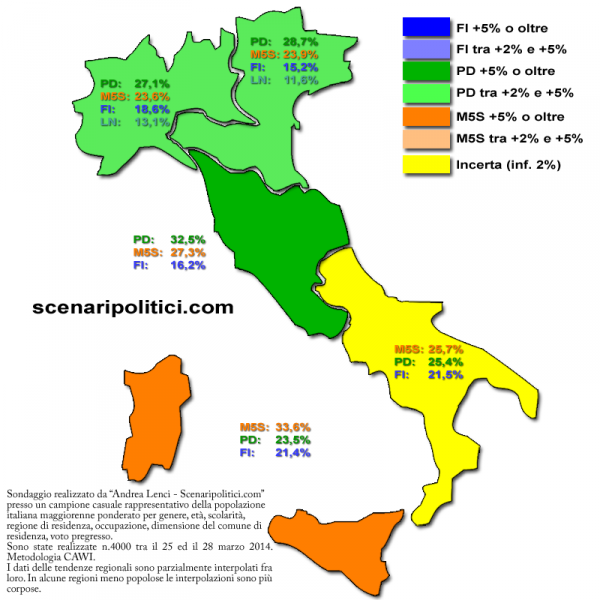 sondaggio elettorale elezioni europee circoscrizioni