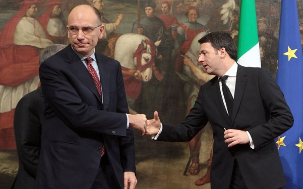 enrico letta e renzi al passaggio della campanella