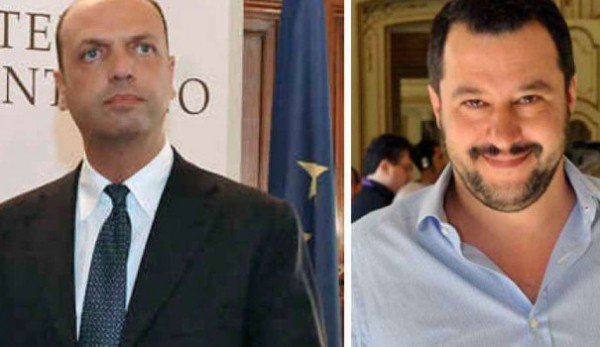 alfano e salvini di fianco in un collage