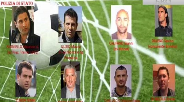 immagine della dda di catanzaro con le foto di alcuni degli arrestati per lo scandalo calcio scommesse