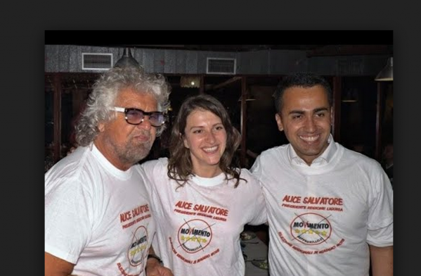 foto durante la serata una notte da camerieri con alice salvatore beppe grillo e luigi di maio