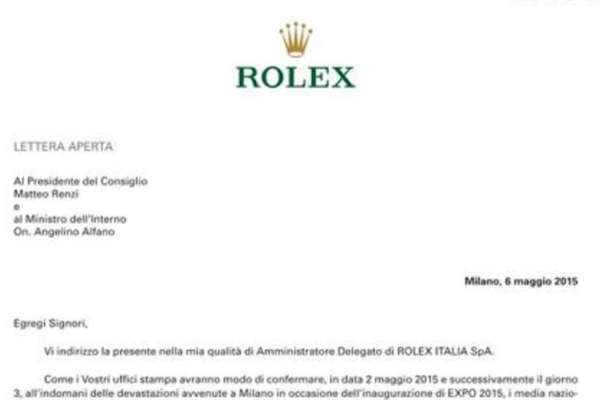 rolex lettera renzi alfano